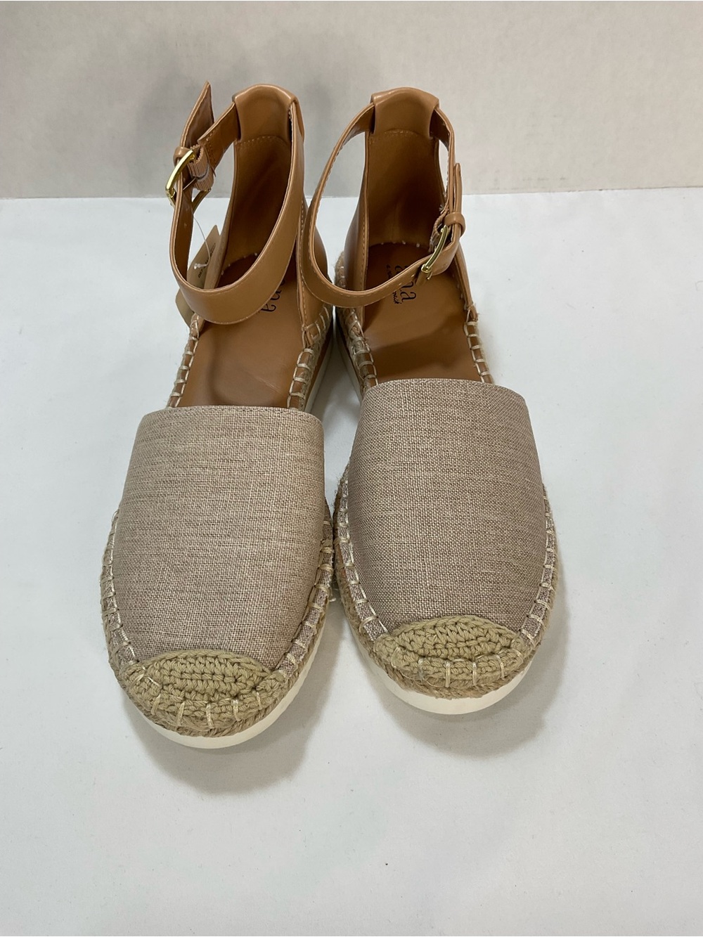 a.n.a Tan Canvas Espadrille Ankle-Strap Flats